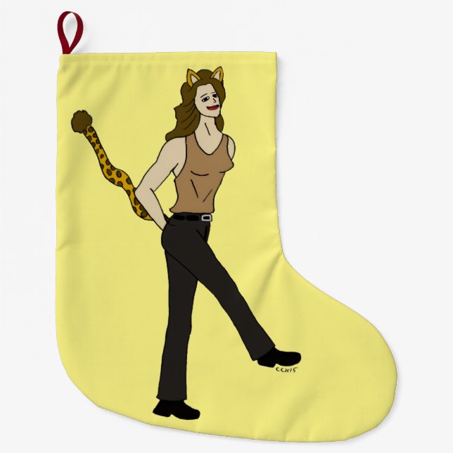 catgirl button large christmas stocking (Front)