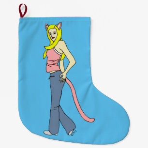 catgirl  button large christmas stocking