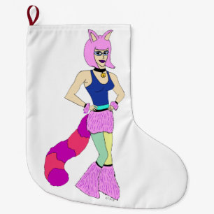 catgirl button large christmas stocking
