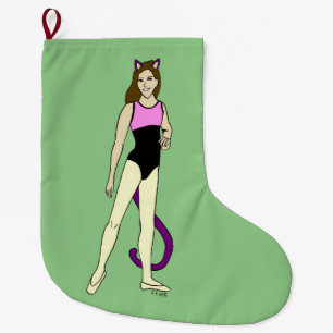 catgirl button large christmas stocking