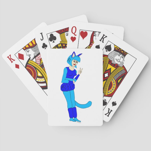 catgirl button playing cards (Back)