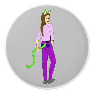 catgirl ceramic knob