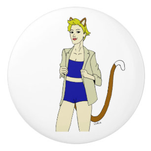 catgirl ceramic knob