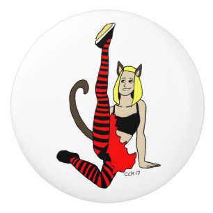 catgirl ceramic knob