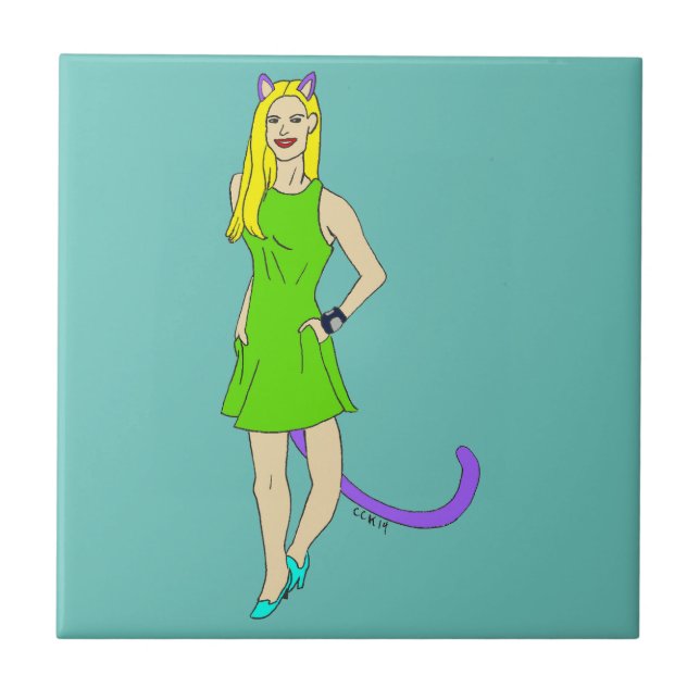 catgirl ceramic tile (Front)