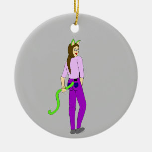 catgirl ceramic tree decoration