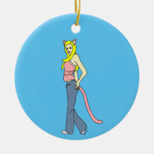 catgirl  ceramic tree decoration