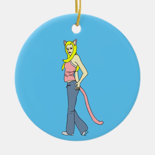 catgirl  ceramic tree decoration (Front)