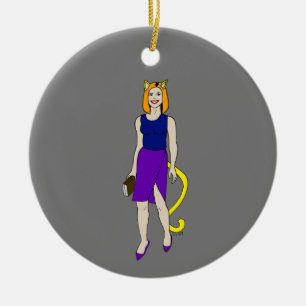 catgirl ceramic tree decoration