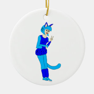 catgirl ceramic tree decoration