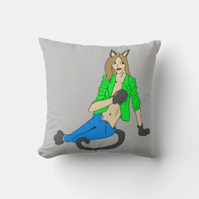catgirl  classic throw pillow (Front)