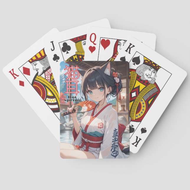 Catgirl in hot spring playing cards (Back)