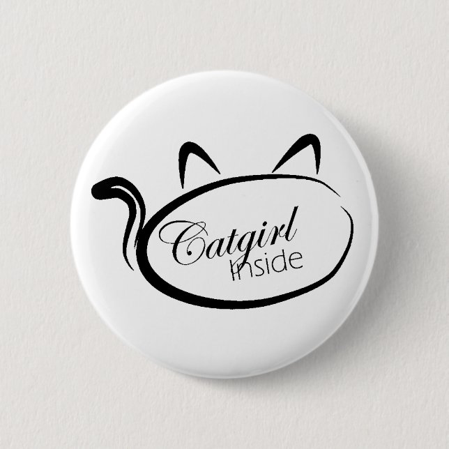 Catgirl inside 6 cm round badge (Front)