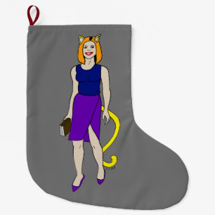 catgirl large christmas stocking