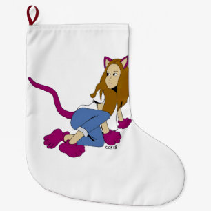 catgirl large christmas stocking