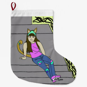 catgirl large christmas stocking