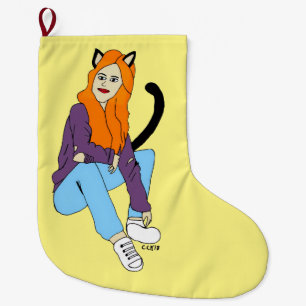 catgirl  large christmas stocking