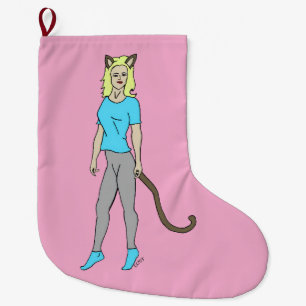 catgirl large christmas stocking