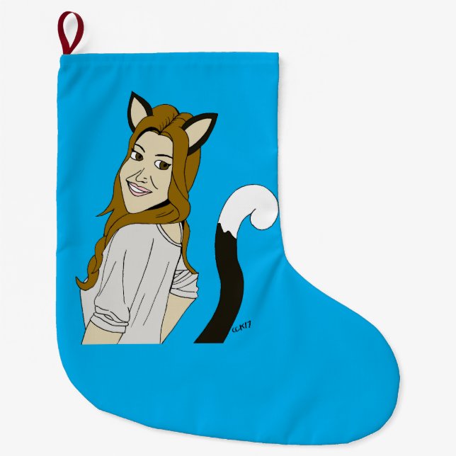 catgirl  large christmas stocking (Front)