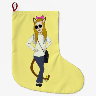 catgirl large christmas stocking