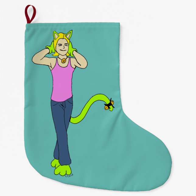 catgirl  large christmas stocking (Front)
