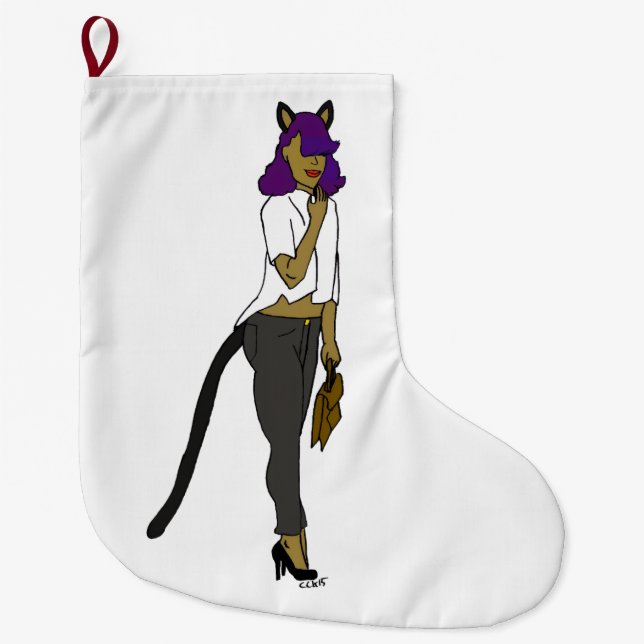 catgirl  large christmas stocking (Front)