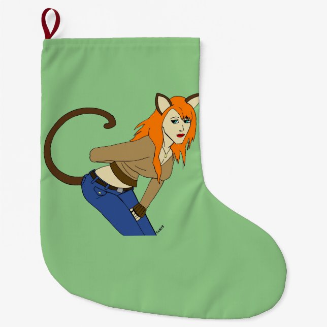 catgirl  large christmas stocking (Front)