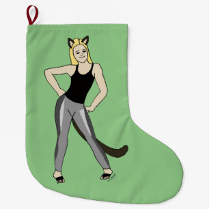 catgirl large christmas stocking