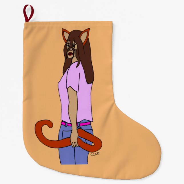 catgirl   large christmas stocking (Front)