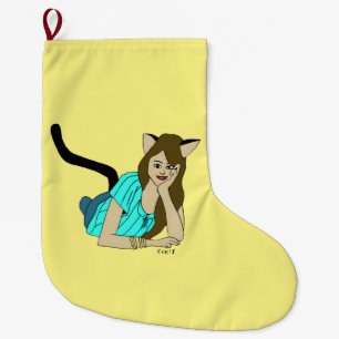 catgirl large christmas stocking