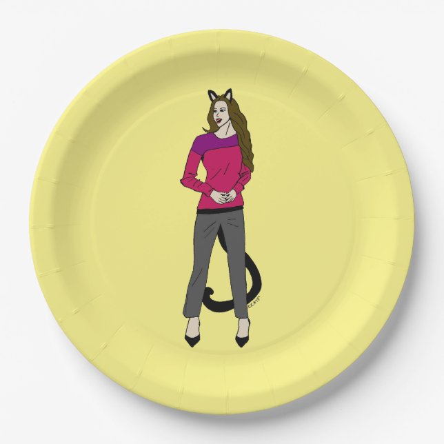 catgirl     paper plate (Front)