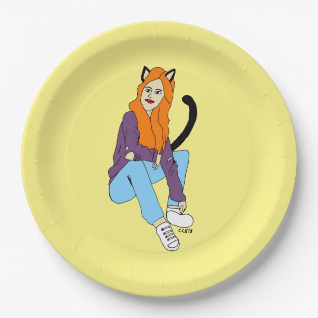 catgirl   paper plate (Front)