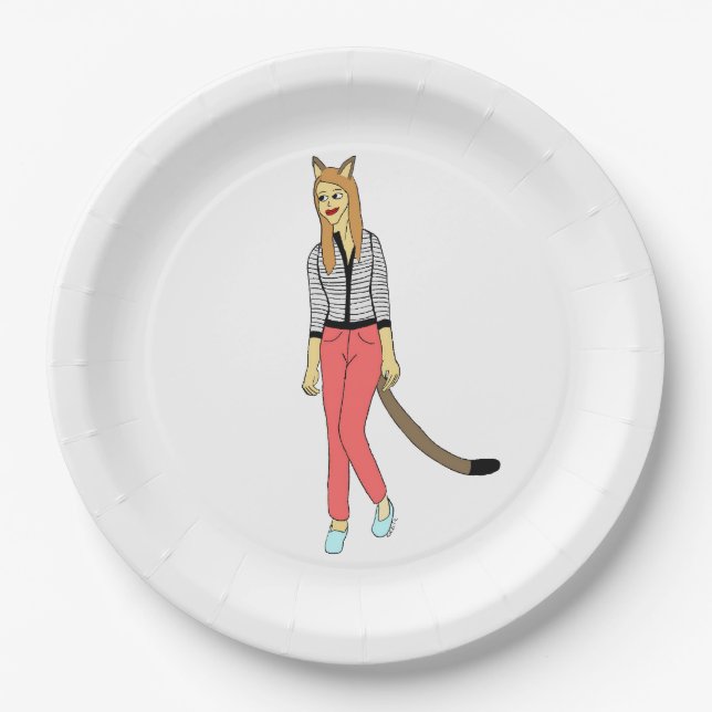 catgirl    paper plate (Front)