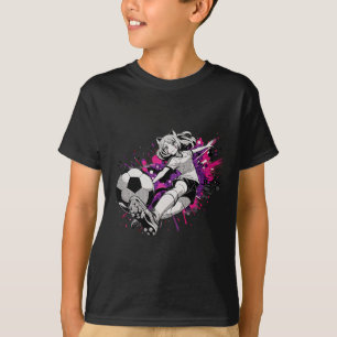 Catgirl Soccer Player On Pitch Fun Kemonomimi Spor T-Shirt