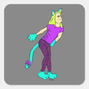 catgirl square sticker