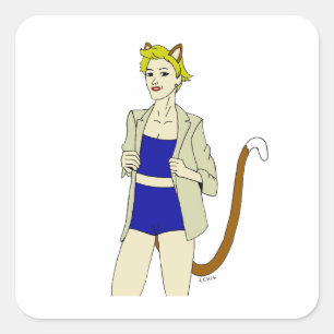 catgirl square sticker