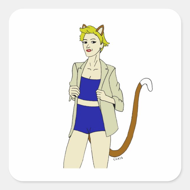 catgirl   square sticker (Front)