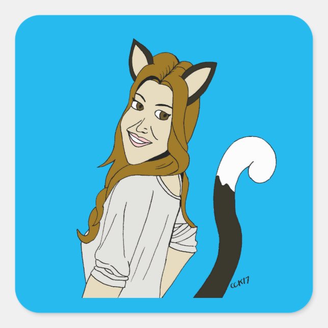 catgirl  square sticker (Front)