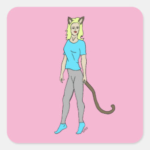 catgirl square sticker