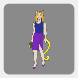 catgirl square sticker