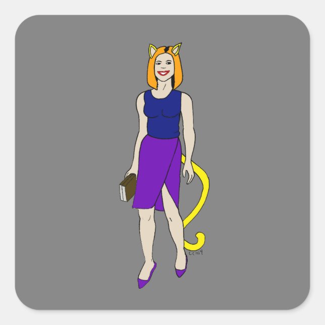 catgirl square sticker (Front)