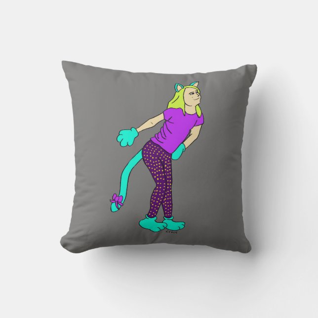 catgirl  throw pillow (Front)