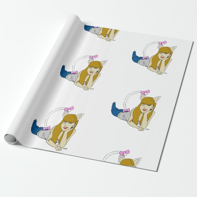 catgirl  wrapping paper (Unrolled)