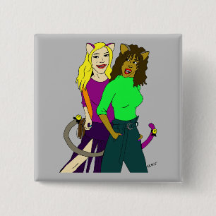 catgirls 15 cm square badge