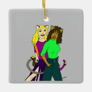catgirls ceramic ornament