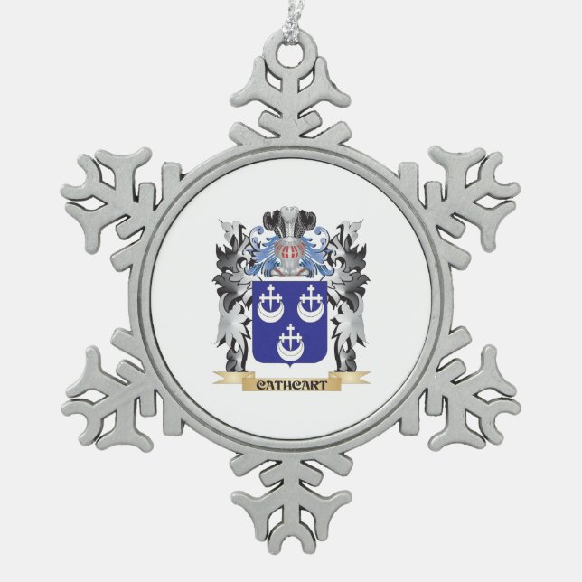 Cathcart Coat of Arms - Family Crest Snowflake Pewter Christmas Ornament (Front)