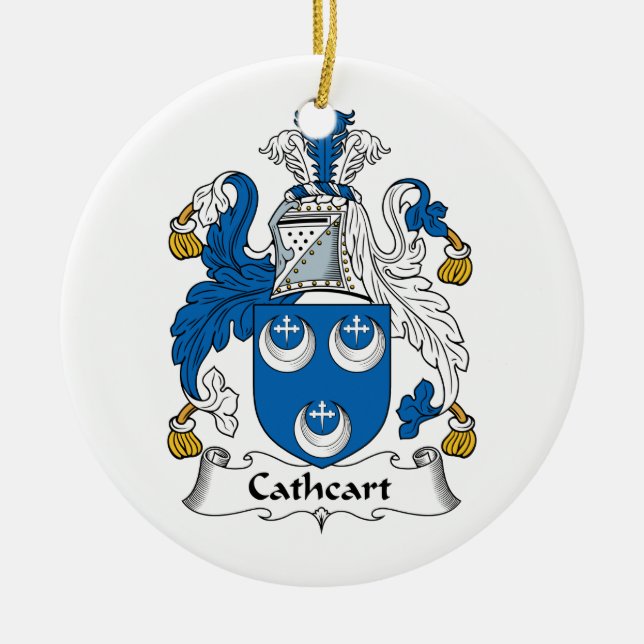 Cathcart Family Crest Ceramic Tree Decoration (Front)