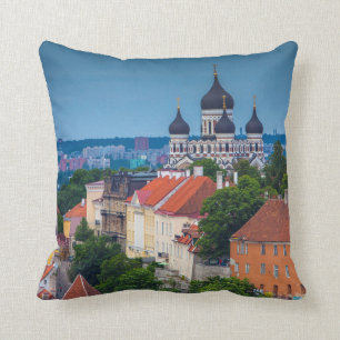 Cathedral and Cityscape Estonia Cushion