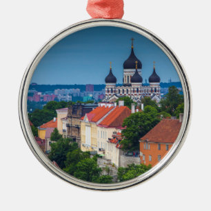 Cathedral and Cityscape   Estonia Metal Tree Decoration