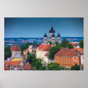 Cathedral and Cityscape   Estonia Poster